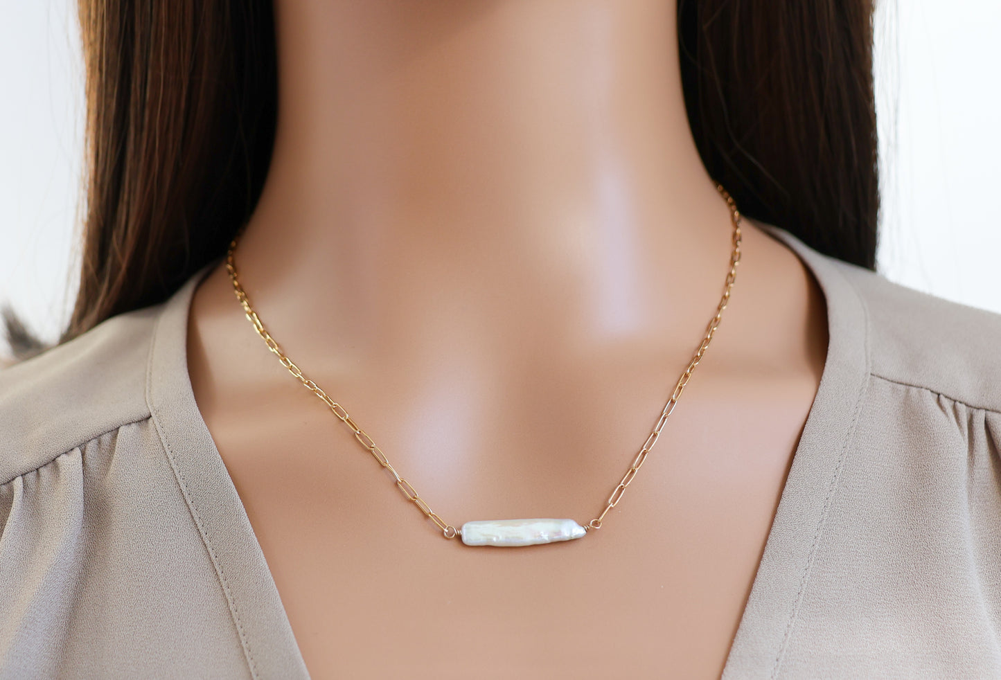 Biwa Pearl Necklace