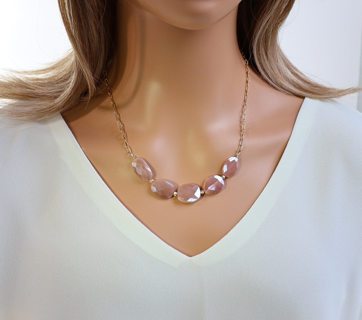 Peach Moonstone Necklace