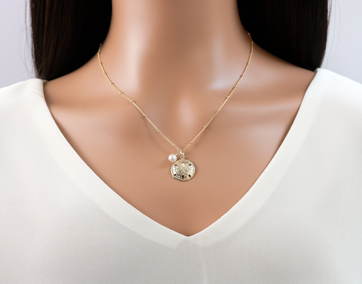 Sand Dollar & Birthstone Necklace