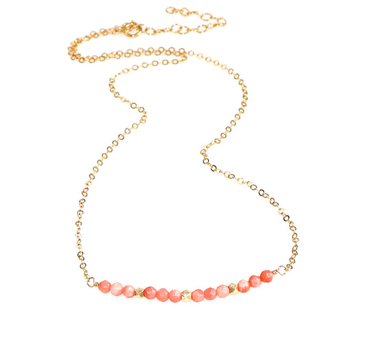 Pink Coral Bar Necklace